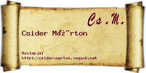 Csider Márton névjegykártya